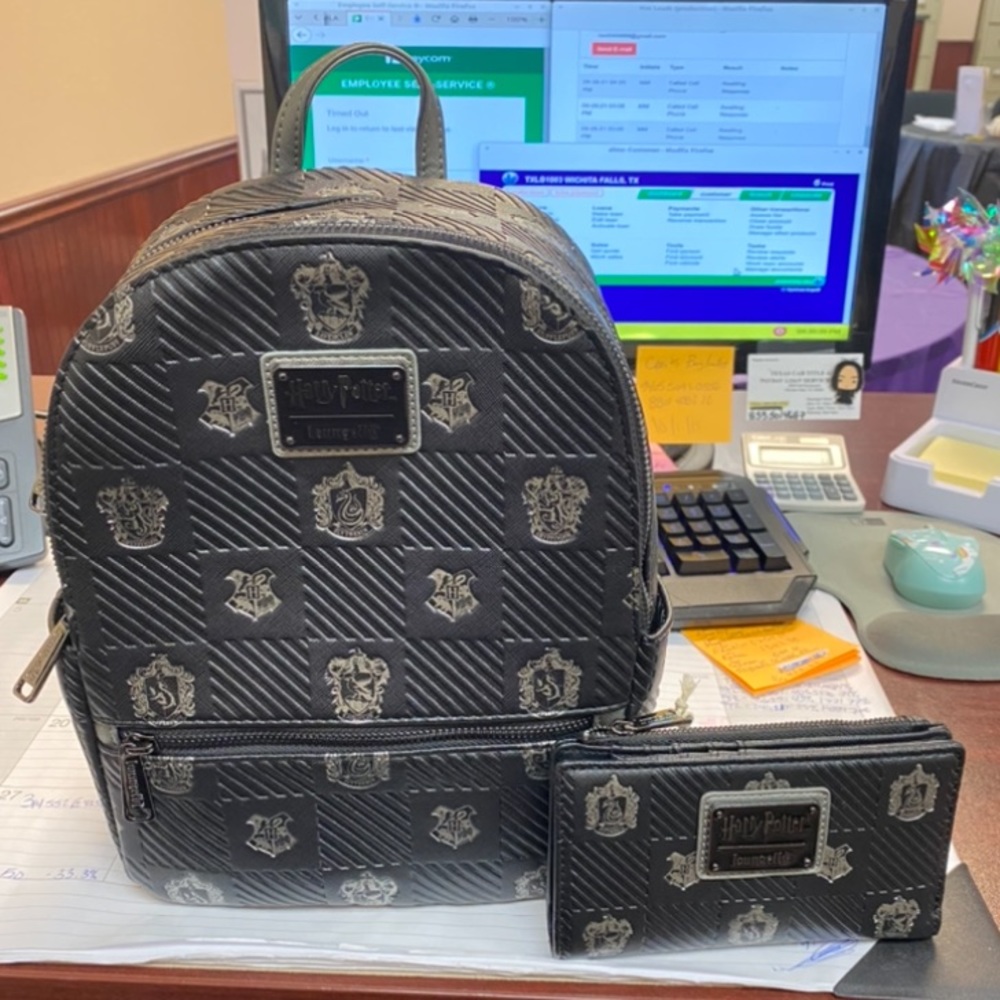 Harry Potter crest loungefly mini backpack and wallet
